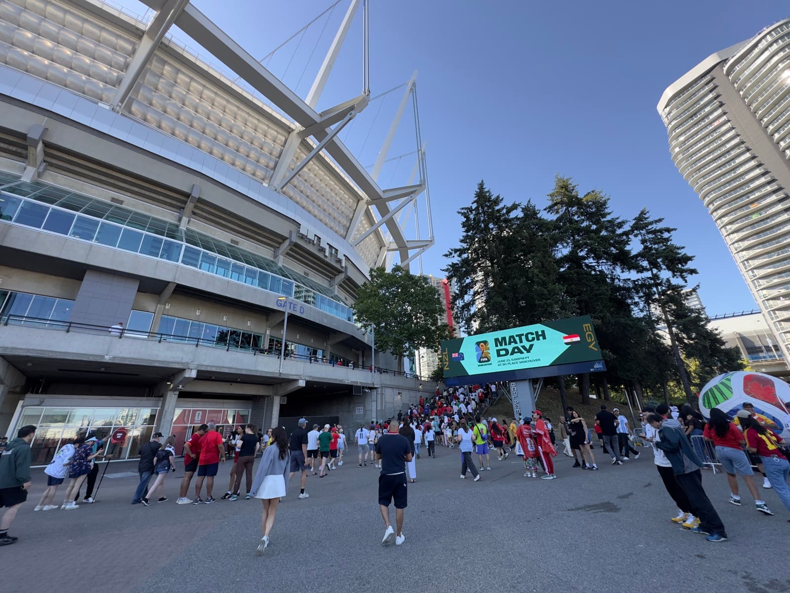 Fans arriving at BC Place on match day
